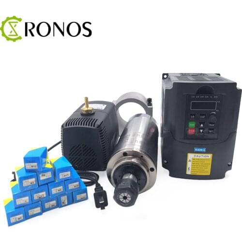 2.2kw 220V Inverter Water Cooled Spindle Motor ER20 80mm Clamp Water Pump Head 3.5m /5m Pipe 13pcs ER20 For CNC Wood Router