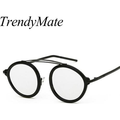 2017 Female Purple Mirror Sunglasses Round Vintage Women Brand 2017 Metal Round Sun Glasses For Women New Shades Lunette 723M