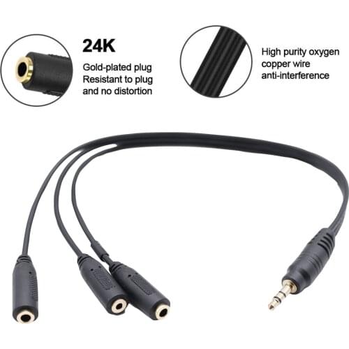 3.5mm 1/8" Stereo Male to 3.5mm 3 Pole & 3.5mm 4 pole & 2.5mm Female Jack1 Input 3 Output Splitter Y Headphone Audio AUX Cable