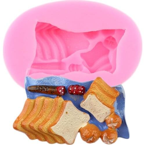 3D Delicious Bread Silicone Mold Cupcake Topper Fondant Mold Cake Decorating Tools DIY Party Candy Polymer Clay Chocolate Moulds