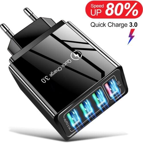 4 USB Quick Charge 3.0 For iphone Samsung Huawei Xiaomi Tablet EU US Plug Portable Wall Mobile Phone Charger Adapter Fast Charge