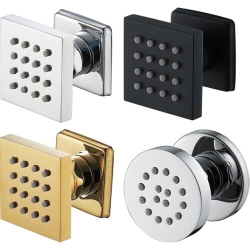 5*5cm Brass Massage Shower Body Jet Shower Column Faucet Tub Spout Wall Mounted Multi-Angle Body Jet Chrome Black Gold HIDEEP