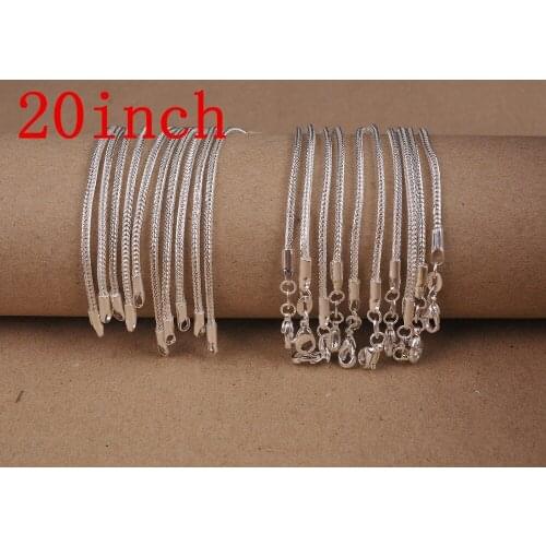 5Pcs Wholesale 20 inches Jewelry Lot 925 Silver Color "FOX TAIL" Chain Necklace Pendant Free shipping