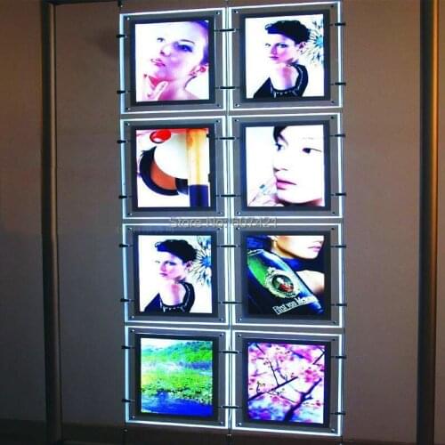 8unit/column) A3 Double Side Portrait 2x4 LED Shop Window Display Poster Holder,LED Portrait Light Pocket Kits