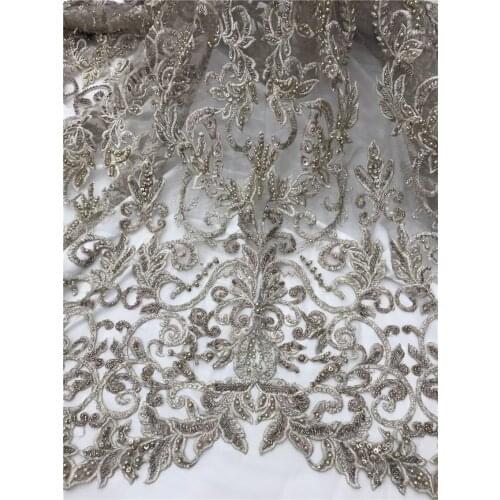 Beaded African lace fabrics pretty french tulLe lace fabric 5yards SYJ-2186835 wholesale for wedding party