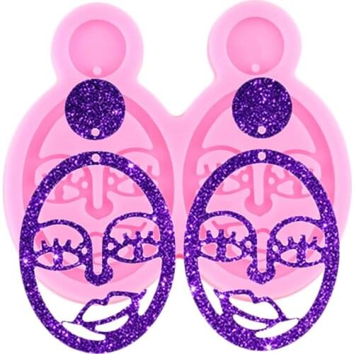 Shiny Girl Face Earring Silicone Mold Pendant Keychain Clay Resin Mould DIY Handmade Necklace Jewelry Epoxy Crafting Moulds