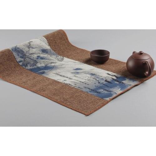 Handmade tea matsChinese Table Runner Retro National Style For Kung Fu Tea High-Quality Chinese Crafts Linen Tea Mat