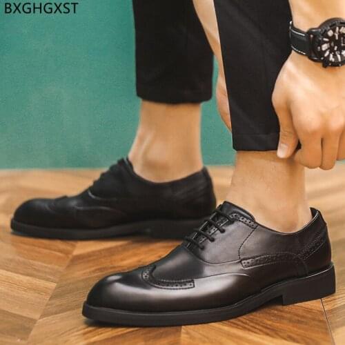 Black Brogue Shoes Man Designer Oxford Men Dress Shoes Formal Party Shoes for Men 2021 Chaussure Homme Zapatos De Hombre Sapato