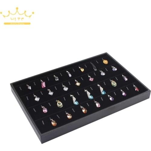 Black Pendant Tray Velvet Jewelry Display Organizer Pendant Holder Portable Necklace Storage Box Display Tray