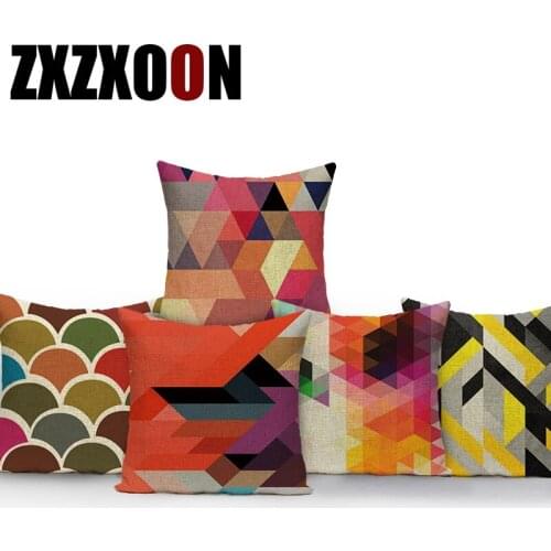 Decorative Throw Pillows Case 3d Colorful Abstract Geometry Polyester Pillows Cushion Cover for Sofa Home Living Room