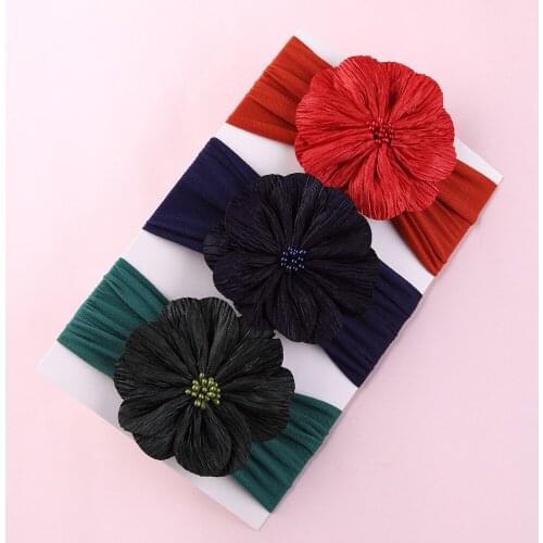 Baby Hair Accessories Wholesale 15 Pcs/Lot Hot Selling Nylon Elastic Headband With Flower For 0-4 Years Old Toddler