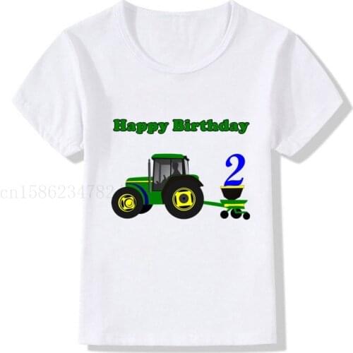 Boy Tractor 1-10 Birthday Number Print T Shirt Children Birthday Boy T-shirts Boy&Girl Funny Gift Tshirt Present Boys Clothes