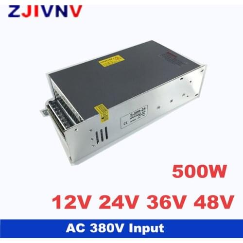 500W switching power supply output 12v 24v 36v 48v input 380vac power supply 12v 40A, 24V 20A, AC-DC