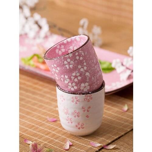 Japanese-Style Kung Fu Tea Ceramic Underglaze Porcelain Tea Cup Home Owner Sub-Cup Glass Tea Cup Pink White