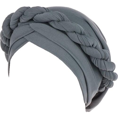 Monochrome Single Twist Braid Turban Cap Milk Silk Indian Headwrap Caps