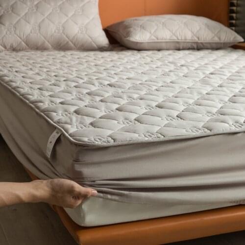 Washable Solid Color Quilted Antibacterial Fiber Cover waterproof mattress cover blankets for beds winter mattress cover queen
