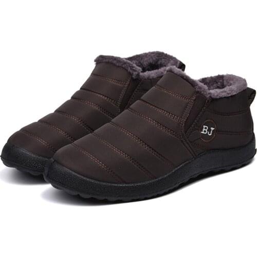 Men Boots Winter Men Shoes Warm Fur Snow Boots Plush Inside Waterproof Shoes Anti Skid Bottom Black Winter Boots Men