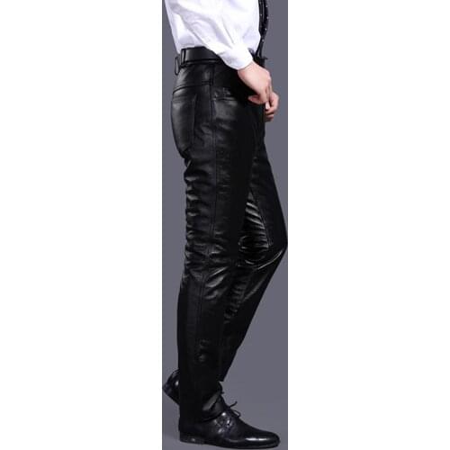 Mens Luxury Cowskin Real Trousers Plus Size Loose Genuine Cow Leather Man Cowhide Motorcycle Biker Riding Pants