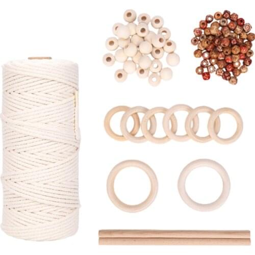 DIY Macrame Kit Kits Natural Sling Weaving Handicraft Beaded Handmade Wooden Rings For Wall