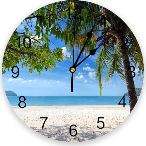 Beach Tropical Plants 3D Wall Clock Modern Design Brief Living Room Decoration Kitchen Clock Art Wall Watch Home Decor
