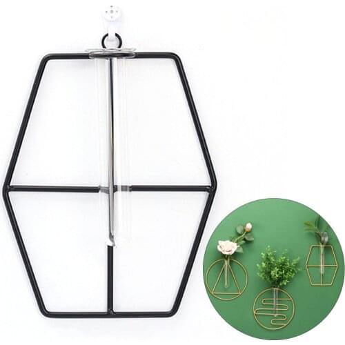 Table Vase Decor Hydroponic Container Decoration New Design Geometric Metal Multi Colors Nordic Style Glass Spreading Station