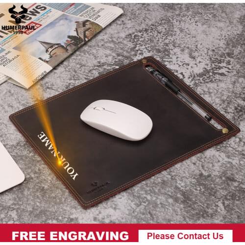 Small Mouse Pad Laptop Mat Nubuck Crazy Horse Leather With Pen Holder Gaming Mice New Anti-Slip Coaster Retro Comfortable