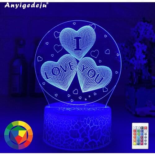 I Love You Three Hearts Unique Baby Night Light for Home Decoration Usb Battery Operated Lamp Gift Store Ideas Dropshipping Item