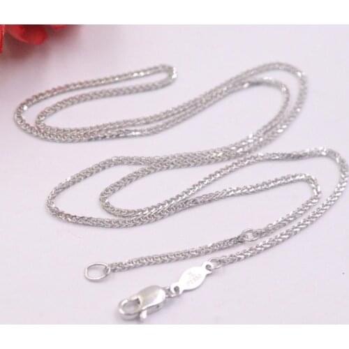 New Pure Platinum 950 Necklace 1.11mm Wheat Link Chain Necklace 17.71''L Pt950