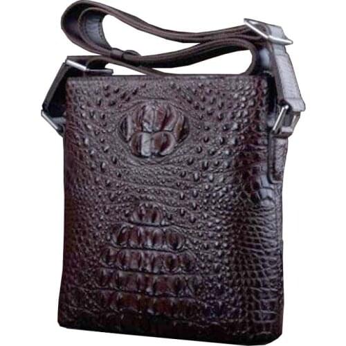 Ourui New true crocodile male Single shoulder bag black true skin Mens bag men crocodile bag