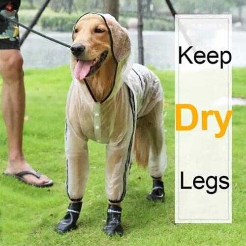 Newest Pet Raincoat Puppy Four-legged Hooded Transparent Waterproof Teddy Medium Large Dog Rain Out Clothes For Animals Raincoat