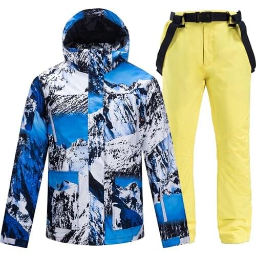 New Men Thicken Warm Ski Suit Male Winter Outdoor Sport Windproof Waterproof Skiing Snowboard Jacket Pants Ski Set Plus Size 3XL