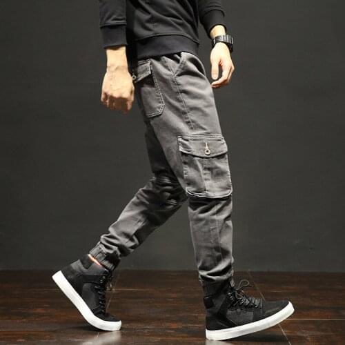 Wholesale 2020 Spring autumn new mens trousers trendy brand solid color fashion trousers big pockets feet mens overalls pants
