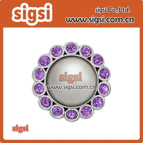 New design purple crystal acrylic rhinestone button for decoration