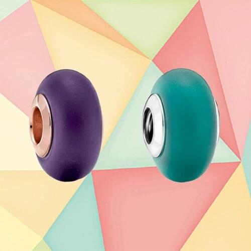 2021 New Style 925 Sterling Silver Matte Purple Murano Glass Pendant, Suitable For Original Diy Bracelet Jewelry