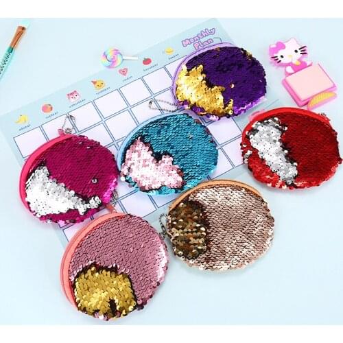 100PCS / LOT Creative Girl Coin Bag Reversible Sequin Coin Wallet Glittering Wallet Women Hand Wallet Wholesale