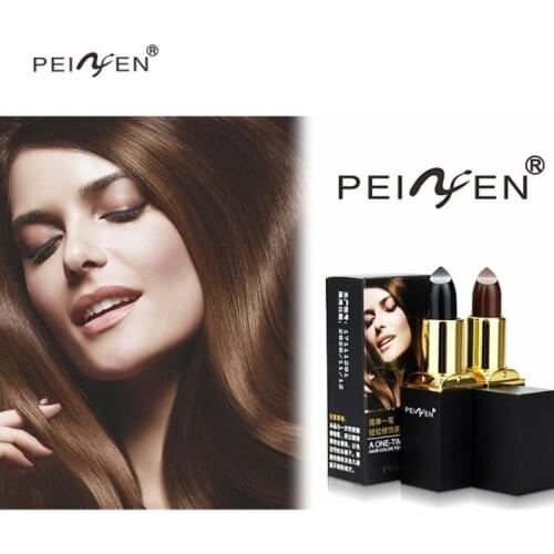Portable Natural Plant Black/Brown Hair Dye Lipstick Shape Anti Sweat Waterproof Disposable Dye Pen Hairline Coloring Tool
