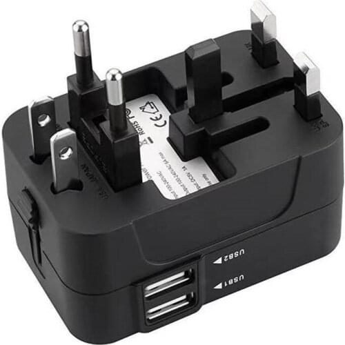 Portable USB2.1A Multi Country Travel Charging Switch Plug with American / European / British / South African Standard