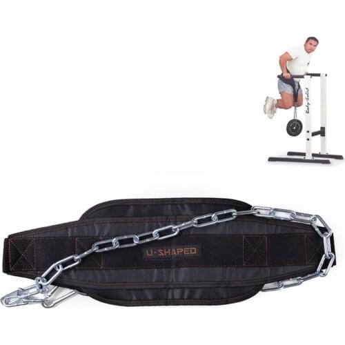 Weight Lifting Belt Nylon Dip Belt Back Support Gym Bodybuilding Power Lifting Pull Up Belt With Chain