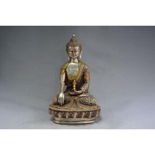 Rare Old Silver gold-plating carving-- King Kong Buddha Statue ,best collection&adornment,free shipping