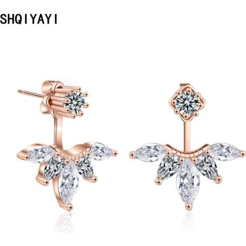 SHQIYAYI 925 Silver Studs Earrings Fashion Jewelry Korean Trendy Flower Zirconia Accessories Mothers Day Gift 216