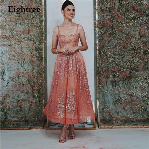 Eightree Dark Pink Bling Glitter Short Wedding Evening Dresses Sleeveless Sparkly Sleeveless Pleated Party Dresses Gowns