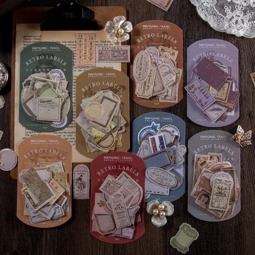 30Pcs/Bag Vintage Bronzing Labels Paper Sticker Package DIY Diary Journal Decoration Sticker Album Scrapbooking