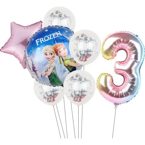 7pcs/lot Party Balloons Frozen Confetti Balloon 32" Number Balloons Baby Shower Birthday Party Decorations Kids Toys Globos