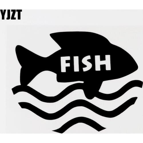 YJZT 13.3CM×10.3CM Funny Animal Fish Swimming Vinyl Car Sticker Decal Black/Silver 8C-0304