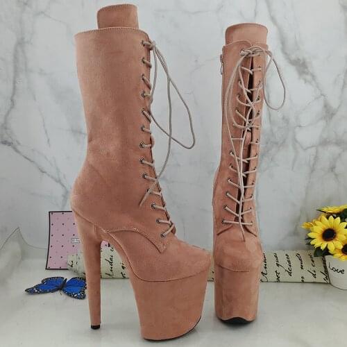 Leecabe Suede 20CM/8inches Pole dancing shoes High Heel platform Pole Dance booties