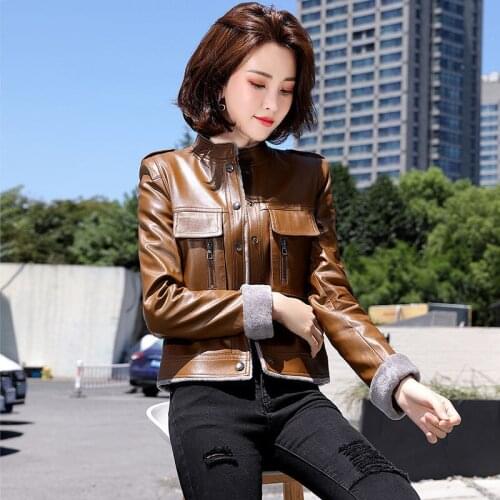 2021 Fashion Women SPRING Autumn Motorcycle Faux Leather Jackets Ladies Long Sleeve Biker PU Punk Streetwear Black Coats Y517