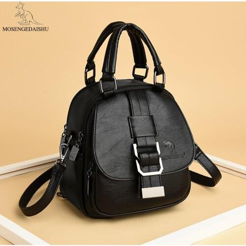 3 In 1 Womens Leather Backpack Famous Brand Female Shoulder Bag Belt Buckle Designer Luxury Backpacks Fashion Travel Mochilas