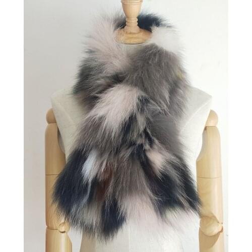 Women Luxury Real Fox Fur Scarf winter Ladies Knitted Fur Scarves Womens Korea Scarf Natural Thick Genuine Fox Scarfs Russia