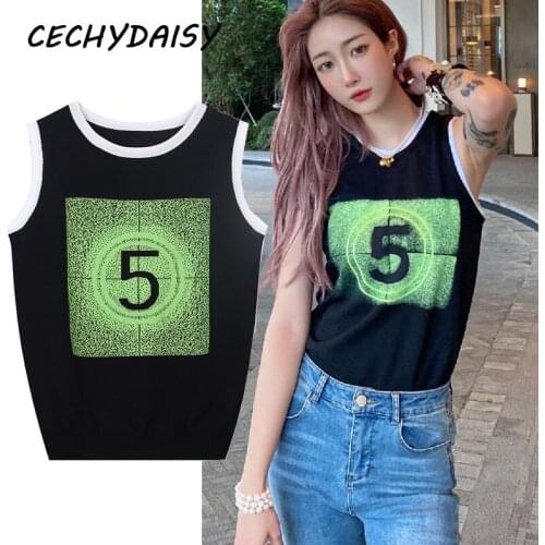 Runway 2021 Knitted Sweater Vest Women Sleeveless O-Neck Casual 5 Aesthetic Designer Brand Traf Tops Korean Style Pull Femme Y2k