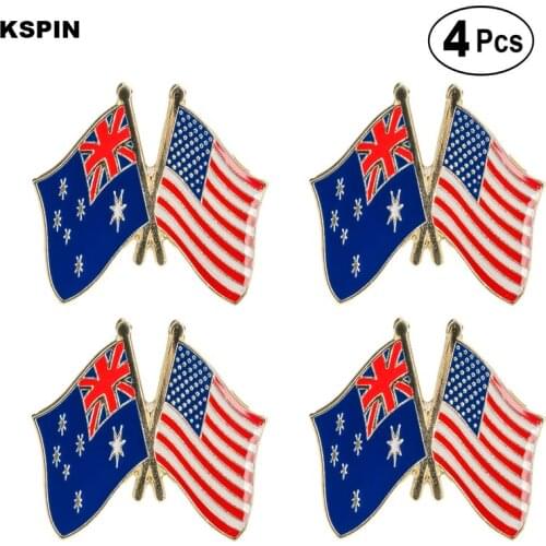Australia U.S.A Friendship Flag Pin Lapel Pin Badge Brooch Icons 4pcs